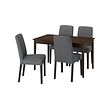 BERGMUND/NÄSINGE - Table and 4 chairs, dark brown stained beech veener/Gunnared medium grey black, 130/190x80 cm