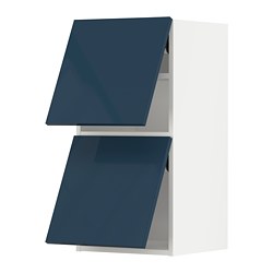 METOD - Wall cabinet horizontal w 2 doors, white/Järsta black-blue, 40x37x80 cm