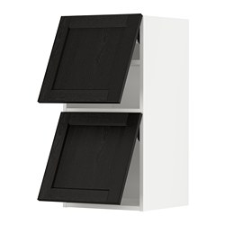 METOD - Wall cabinet horizontal w 2 doors, white/Lerhyttan black stained, 40x37x80 cm