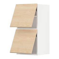 METOD - Wall cab horizo 2 doors w push-open, white/Askersund light ash effect, 40x37x80 cm