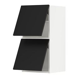 METOD - Wall cab horizo 2 doors w push-open, white/Uddevalla anthracite, 40x37x80 cm