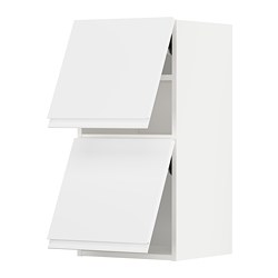 METOD - Wall cab horizo 2 doors w push-open, white/Voxtorp matt white, 40x37x80 cm
