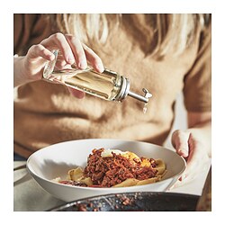 CITRONHAJ - Oil/vinegar bottle, clear glass/stainless steel, 16 cm