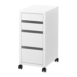 MICKE - Unit laci beroda, putih, 35x75 cm