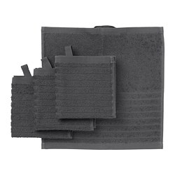 VÅGSJÖN - Washcloth, dark grey, 30x30 cm