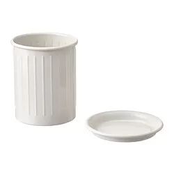 VÄLVÅRDAD - Tempat peralatan makan, krem/galvanis, 13 cm
