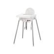 ANTILOP - Kursi makan anak dengan baki, putih/warna perak