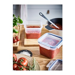 IKEA 365+ - Wadah makanan dengan penutup, segi empat/plastik, 1.4 l