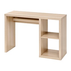 KALLAX - Meja, diwarnai putih/efek kayu oak, 111x39 cm