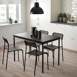 ADDE/SANDSBERG - Meja dan 4 kursi, hitam/hitam, 110x67 cm