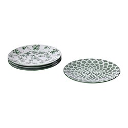 ENTUSIASM - Piring kecil, berpola/hijau, 18 cm