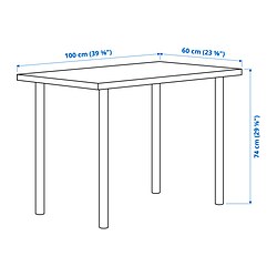 ADILS/LINNMON - Meja, abu-abu tua/hitam, 100x60 cm