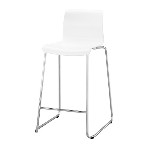 GLENN bar stool, counter height white/chrome-plated, 66 cm IKEA