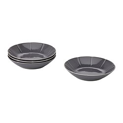 STRIMMIG - Deep plate, stoneware light grey, 23 cm