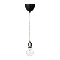 LUNNOM/JÄLLBY - Lampu gantung dengan bohlam, dilapisi nikel/bulat bening