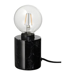 MARKFROST/LUNNOM - Table lamp with light bulb, marble black/globe clear