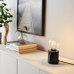 MARKFROST/LUNNOM - Table lamp with light bulb, marble black/globe clear