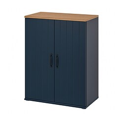 SKRUVBY - Cabinet with doors, black-blue, 70x90 cm