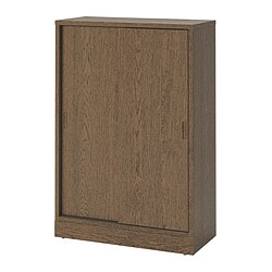TONSTAD - Kabinet dengan pintu geser, cokelat veneer kayu oak diwarnai, 82x37x120 cm