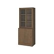 TONSTAD - Komb pnympn dg pintu kaca geser, cokelat veneer kayu oak diwarnai/kaca bening, 82x47x201 cm