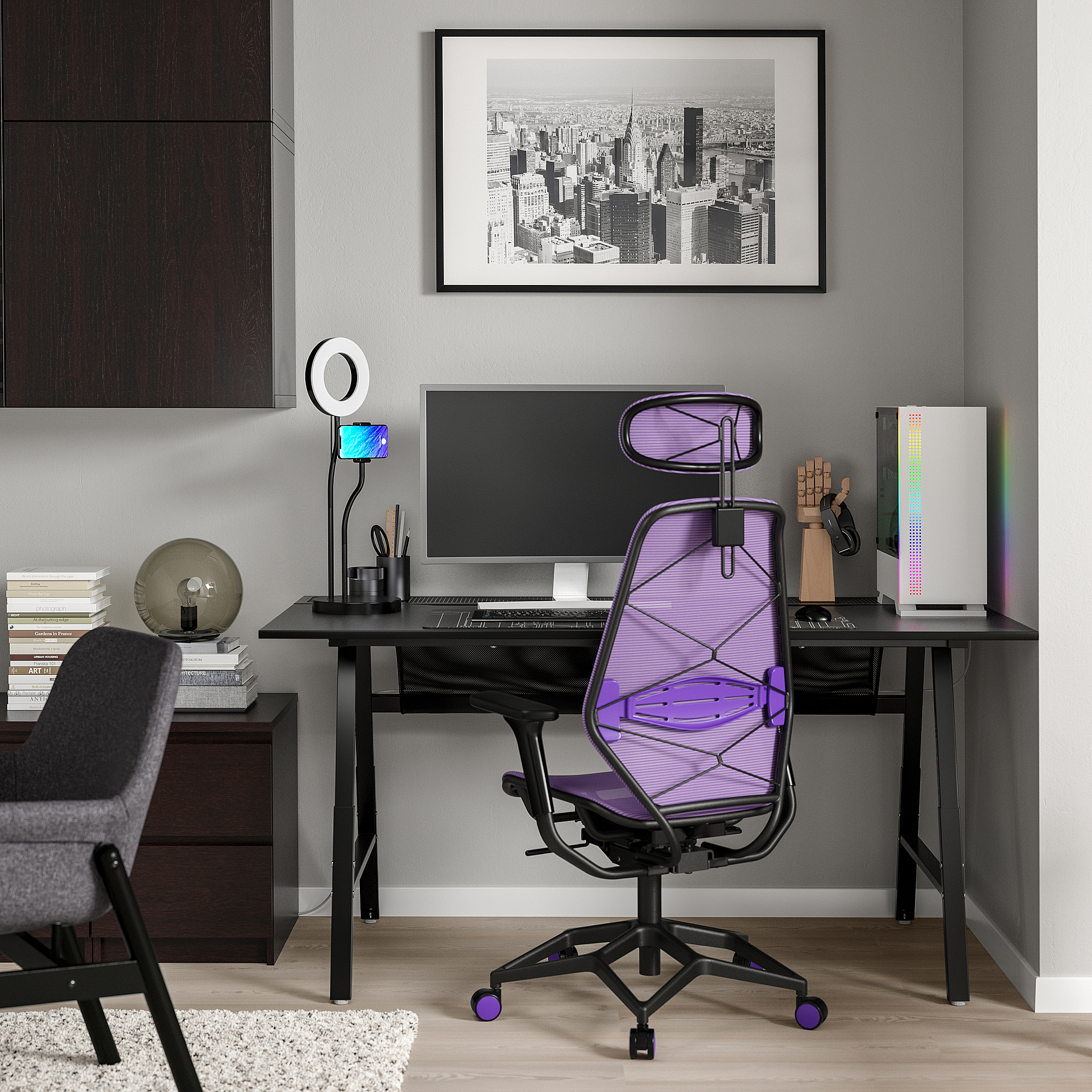 UTESPELARE/STYRSPEL gaming desk and chair, black/purple IKEA Indonesia