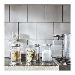 CITRONHAJ - Spice jar, clear glass/stainless steel, 35 cl