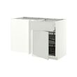METOD/MAXIMERA - Corner base cab w drawer and p-out, white/Aspudden light grey, 128x68x80 cm