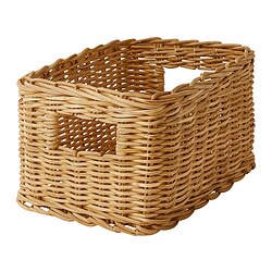 TRUMMIS - Basket, handmade rattan, 18x25x14 cm