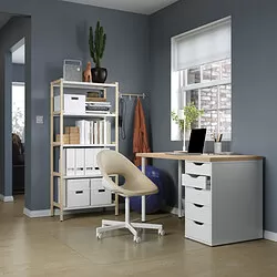 ALEX/LAGKAPTEN - Meja, efek kayu oak diwarnai putih/putih, 120x60 cm