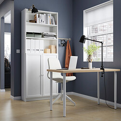 LAGKAPTEN/OLOV - Desk, white stained oak effect/white, 120x60 cm