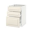 METOD/MAXIMERA - Base cabinet with 3 drawers, white/Bodbyn off-white, 60x60x80 cm
