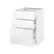 METOD - Base cabinet with 3 drawers, white Maximera/Ringhult white, 60x60x80 cm