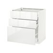 METOD - Kabinet dasar dgn 3 laci, putih Maximera/Ringhult putih, 80x60x80 cm