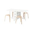 KYRRE/NORDEN - Meja dan 4 bangku, putih/kayu birch, 26/89/152 cm