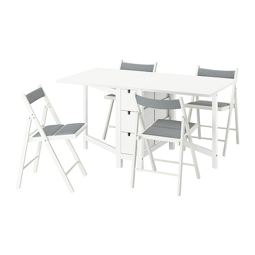 NORDEN/FRÖSVI table and chairs, white/Knisa light grey, 26/89