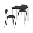 ÖSTANÖ/SANDSBERG - Meja dan 2 kursi, hitam hitam/Remmarn abu-abu tua, 67 cm