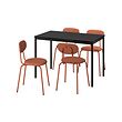 ÖSTANÖ/SANDSBERG - Table and 4 chairs, black black/Remmarn red-brown, 110 cm