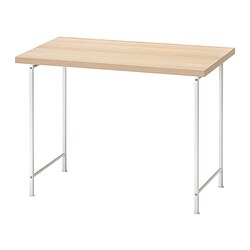 SPÄND/LINNMON - Desk, white stained oak effect/white, 100x60 cm