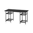 LAGKAPTEN/SPÄND - Meja, hitam-cokelat/hitam, 140x60 cm