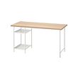 LAGKAPTEN/SPÄND - Desk, white stained oak effect/white, 140x60 cm