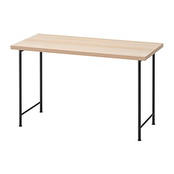 LAGKAPTEN/SPÄND - Desk, white stained oak effect/black, 120x60 cm