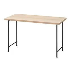 LAGKAPTEN/SPÄND - Meja, efek kayu oak diwarnai putih/hitam, 120x60 cm