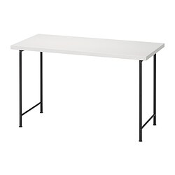 LAGKAPTEN/SPÄND - Desk, white/black, 120x60 cm
