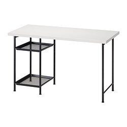 LAGKAPTEN/SPÄND - Desk, white/black, 120x60 cm