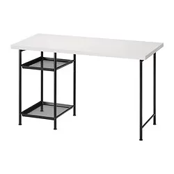 LAGKAPTEN/SPÄND - Meja, putih/hitam, 120x60 cm