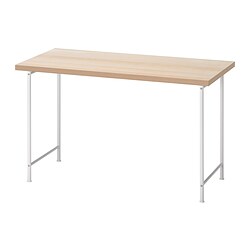 LAGKAPTEN/SPÄND - Desk, white stained oak effect/white, 120x60 cm