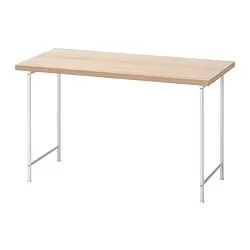 LAGKAPTEN/SPÄND - Meja, efek kayu oak diwarnai putih/putih, 120x60 cm