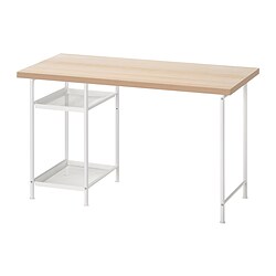 LAGKAPTEN/SPÄND - Desk, white stained oak effect/white, 120x60 cm