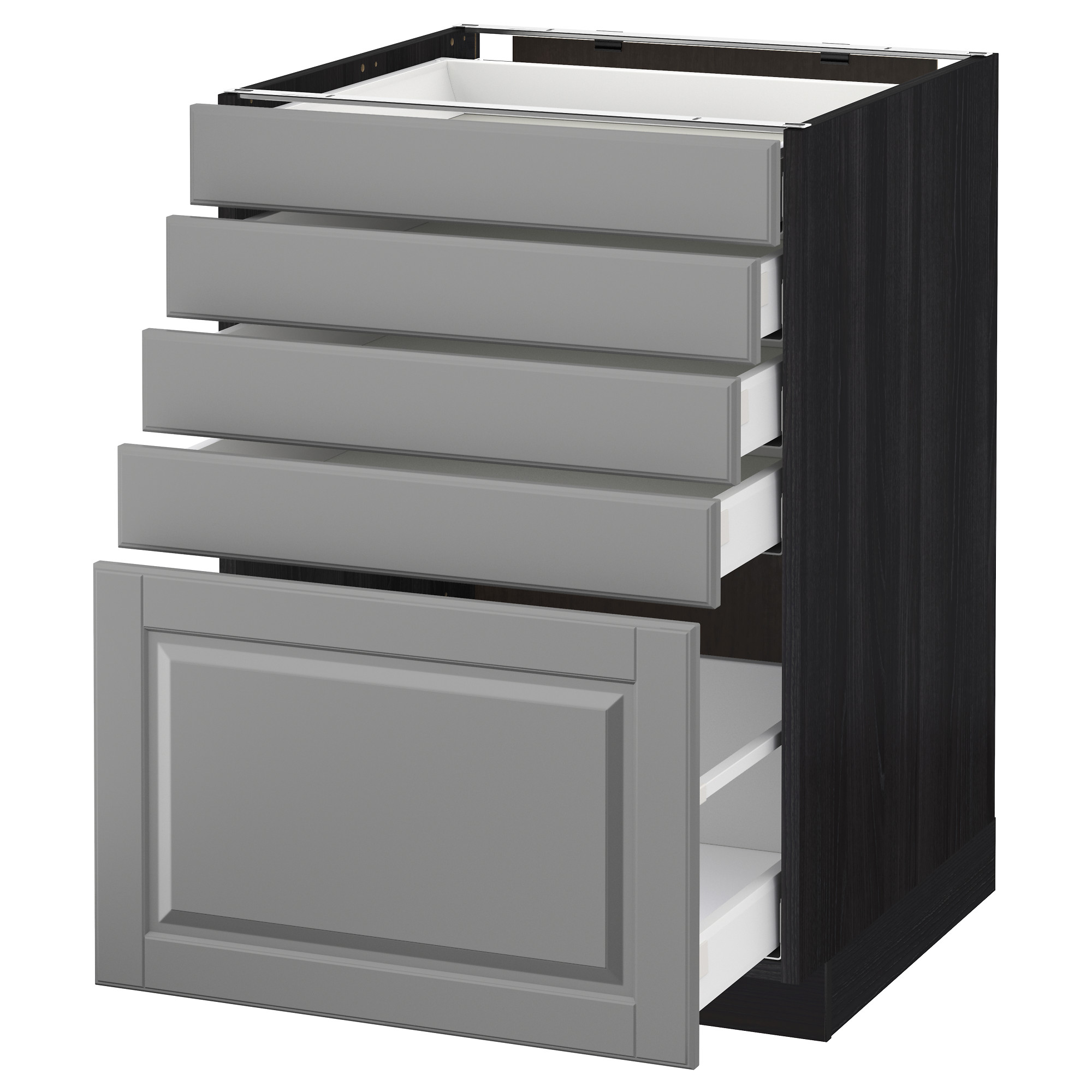 METOD base with 5 drawers, black Maximera/Bodbyn grey IKEA