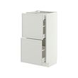 METOD/MAXIMERA - Base cab with 2 fronts/3 drawers, white/Aspudden light grey, 40x37x80 cm